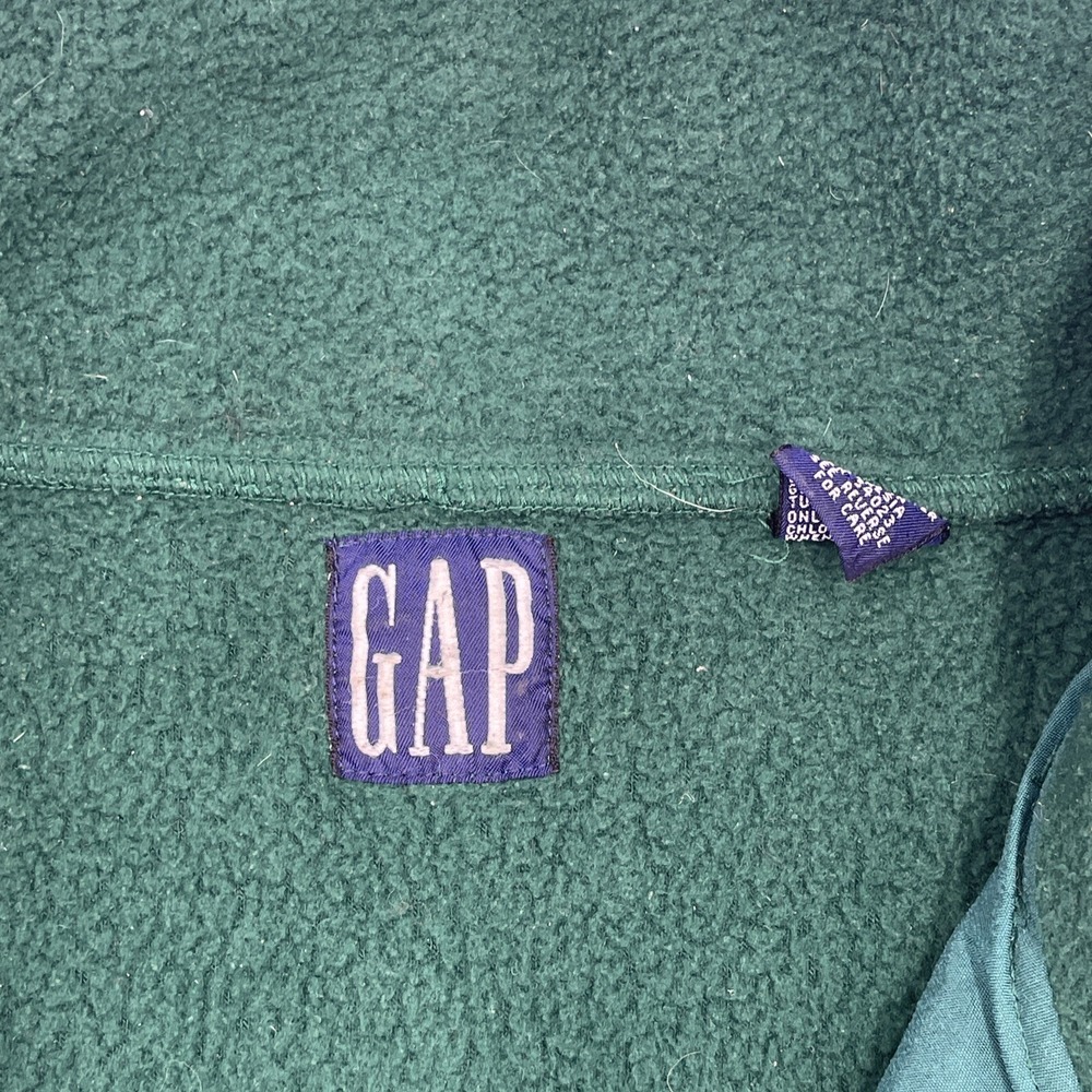 Vintage GAP Alpine Series Downhill LT Patch Fleece Sweatshirt 90s Green XL #C257 - Picture 5 of 7